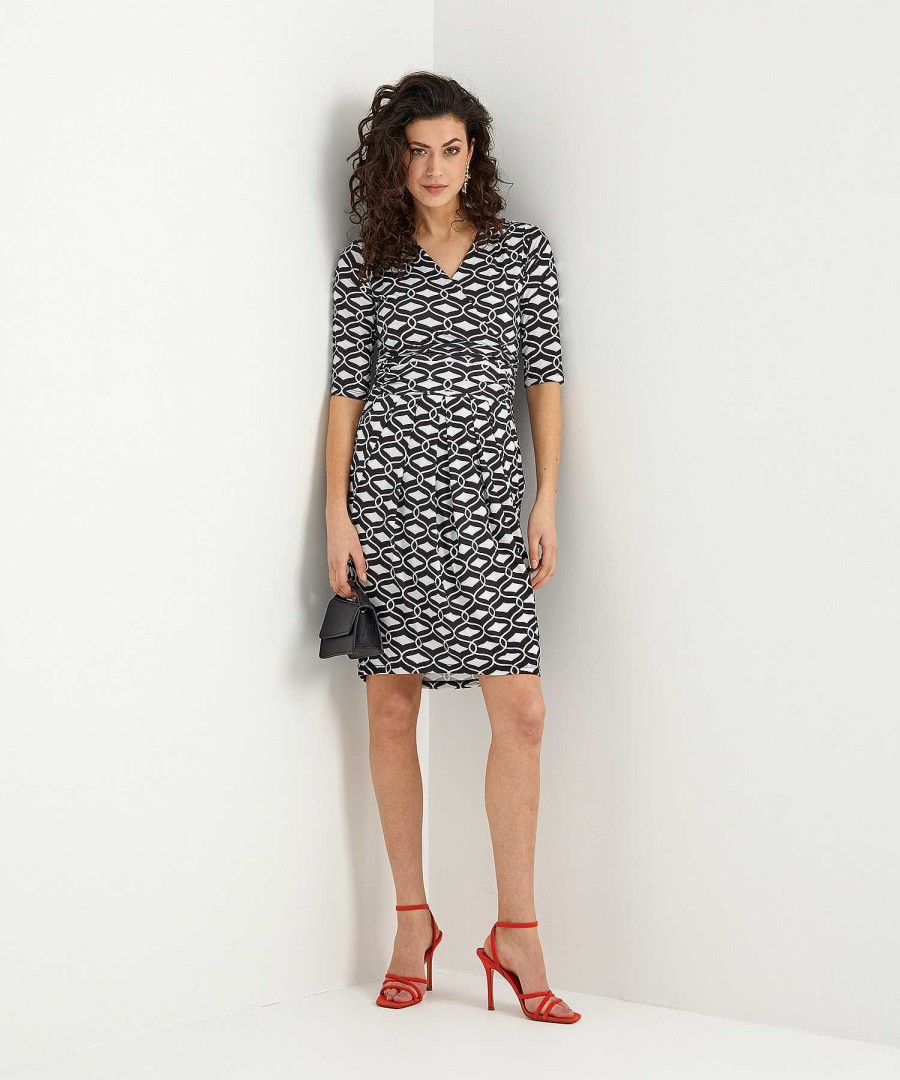 Marivie Marivie Slinky Dress Retro Print Wholesale