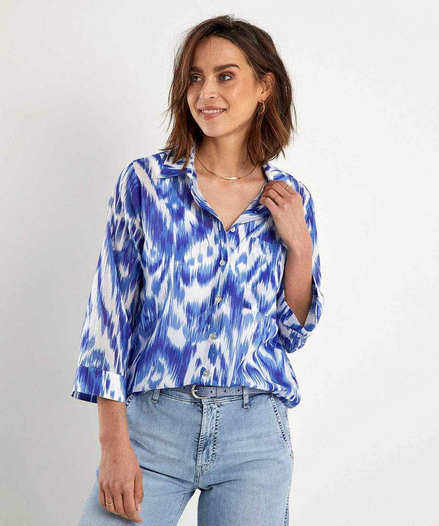 BEONE (FSA) Beone Cotton Voile Blouse Ikat New