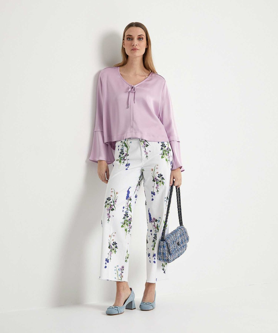 Marc Cain Collections Marc Cain Cropped Jeans With Floral Print Wylie Clearance