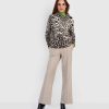 GIULIA E TU Giulia E Tu Sweater Asymmetrical Zipper Animal Print Hot