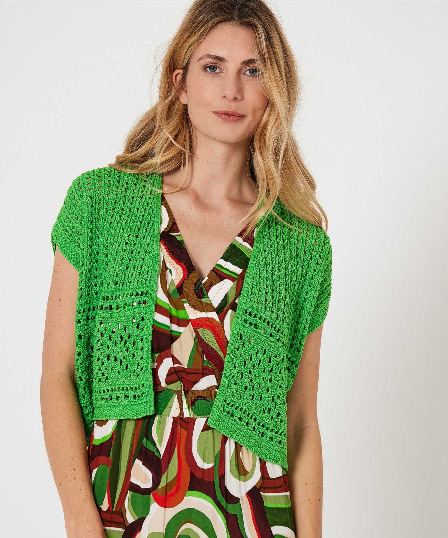 Caroline Biss Caroline Biss Short Cardigan Openwork Beads New