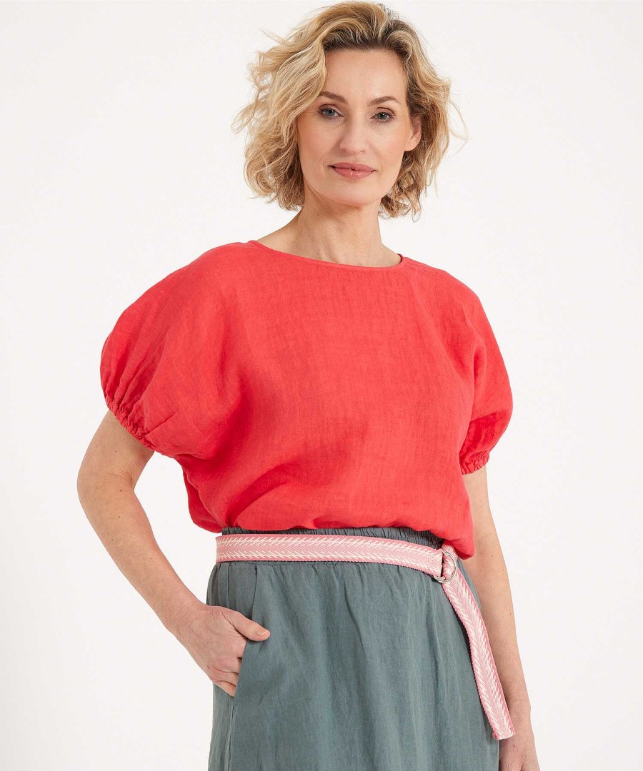 LaSalle Lasalle Linen Top Puff Sleeve Online