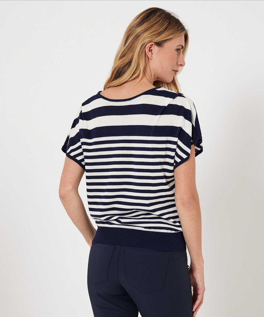 BEONE Beone Stripe Sweater With 2 Necklines Hot