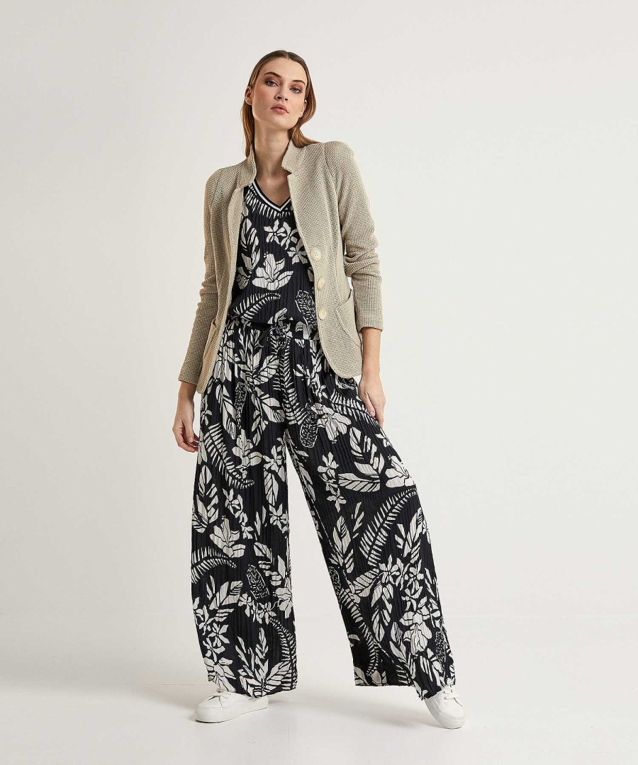 Marc Cain Sports Marc Cain Sports Pleated Palazzo Trousers Floral Print Woolen New