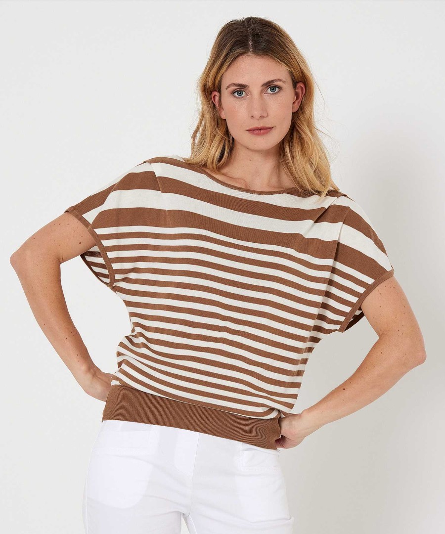 BEONE Beone Stripe Sweater With 2 Necklines Hot