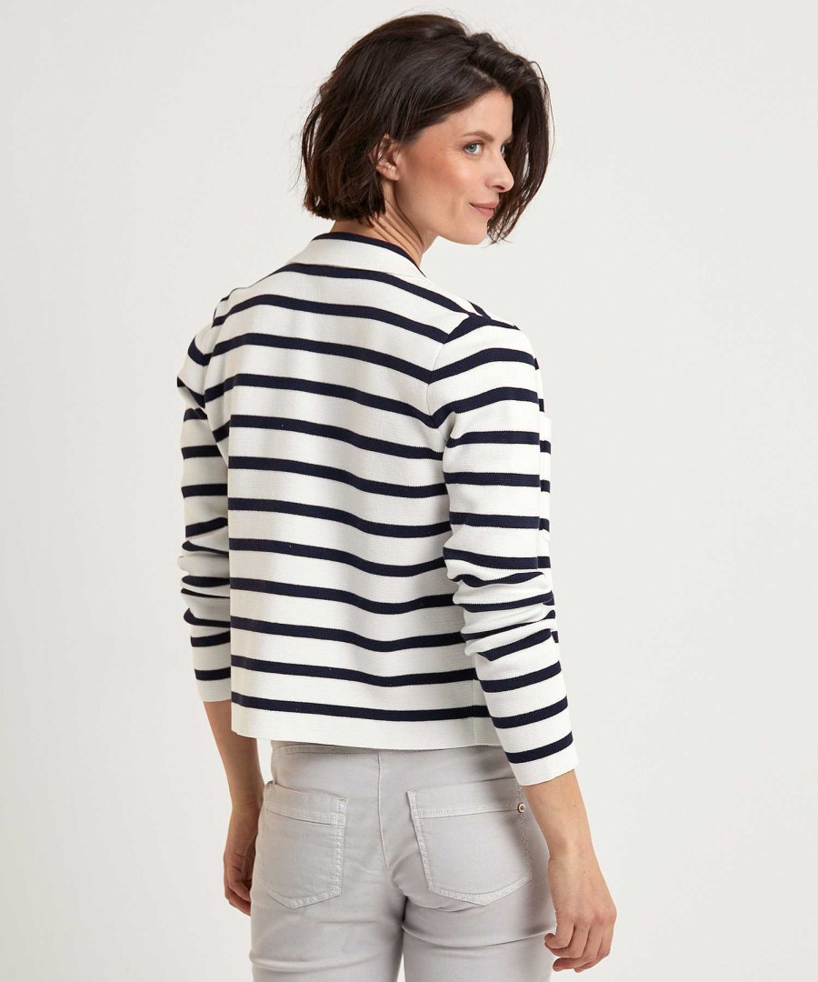 BEONE Beone Blouse Cardigan Puntaknit Breton Stripe Best