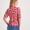 KYRA Kyra Shirt Blouse Puff Sleeve Red Flower Rosanne New