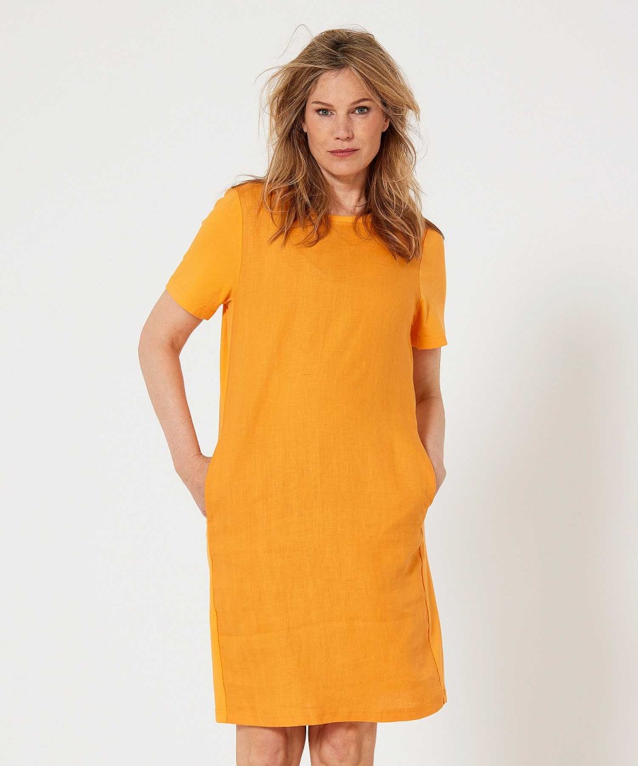 OUI Oui Dress With Linen Front Hot