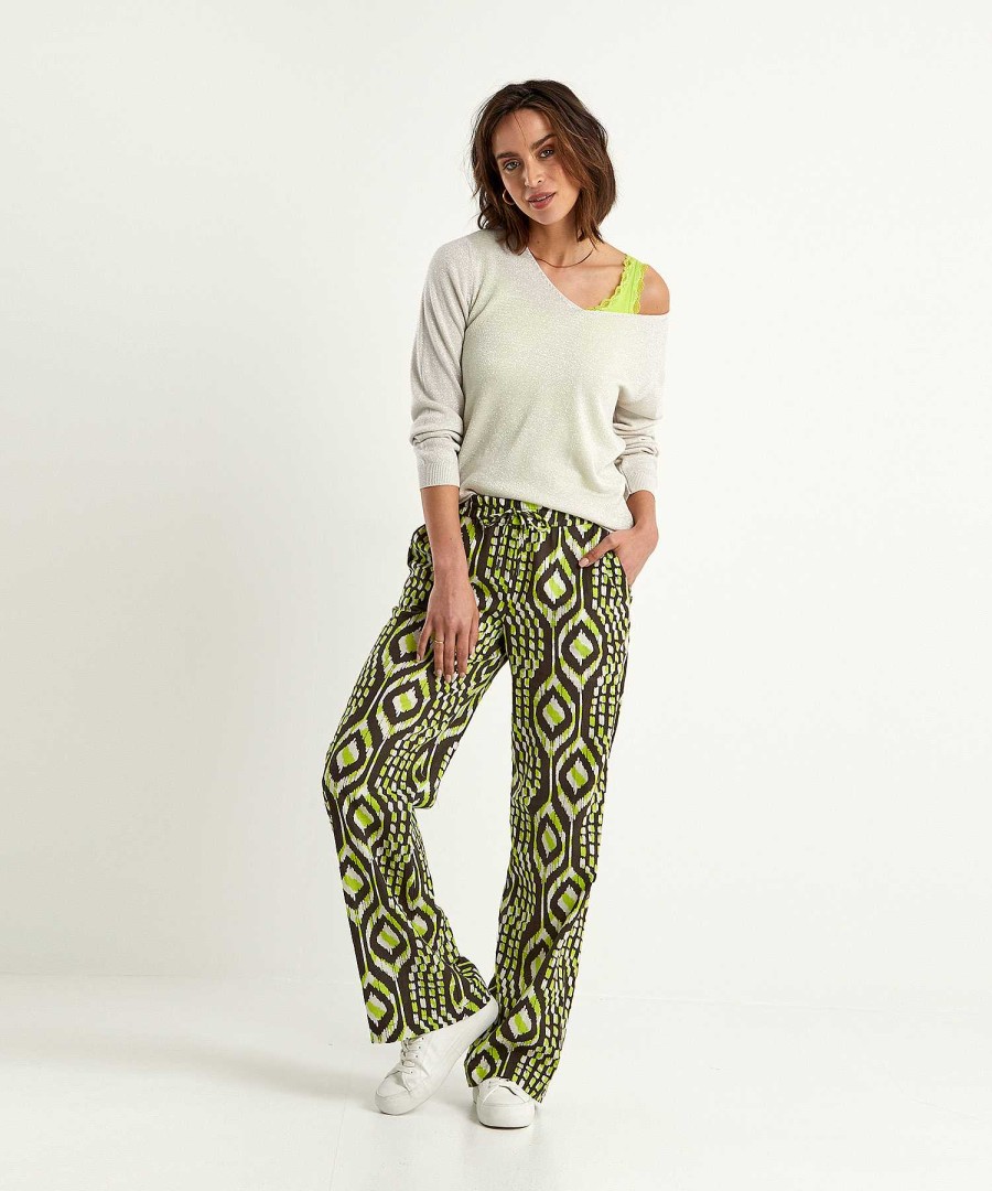 KYRA Kyra Linen Mix Pants Ikat Print Miranda Clearance