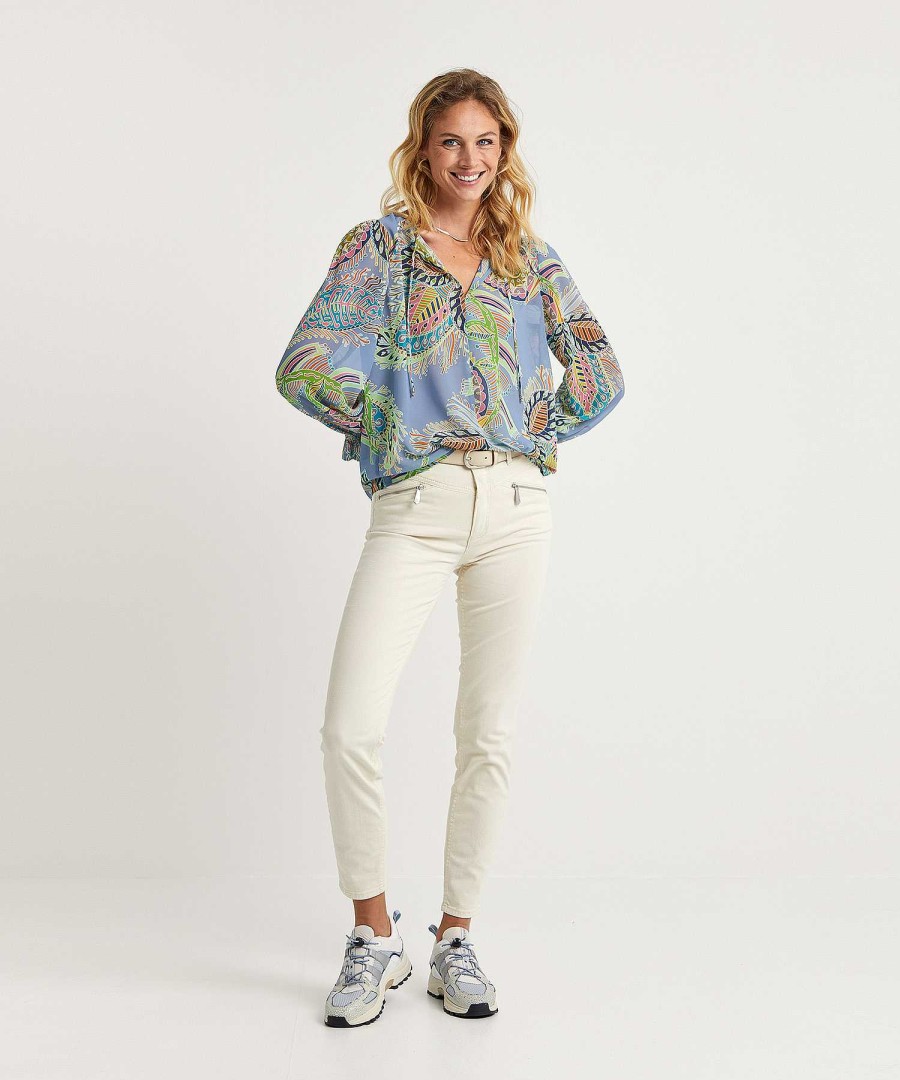 Marc Cain Collections Marc Cain Voile Blouse Multicolor Leaf Print Clearance