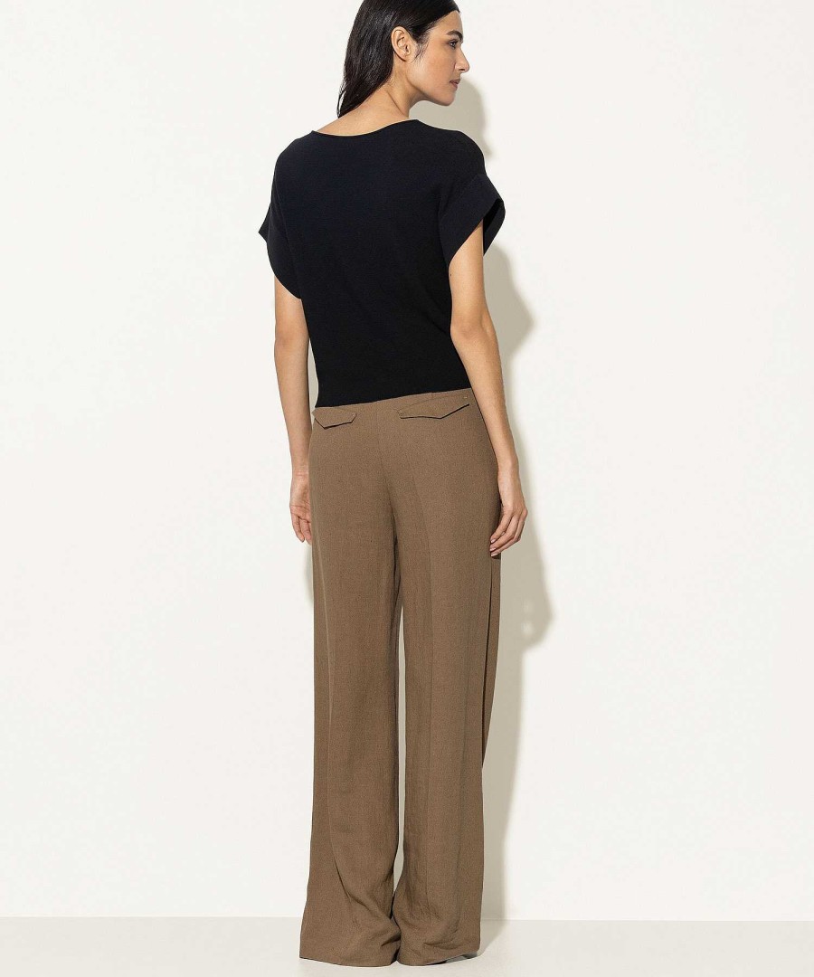 Luisa Cerano Luisa Cerano Linen Blend Wide Leg Pants Wholesale