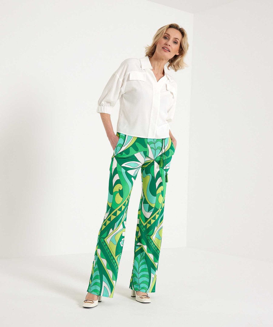 Ana Alcazar Ana Alcazar Slinky Pants Retro Leaf Print New