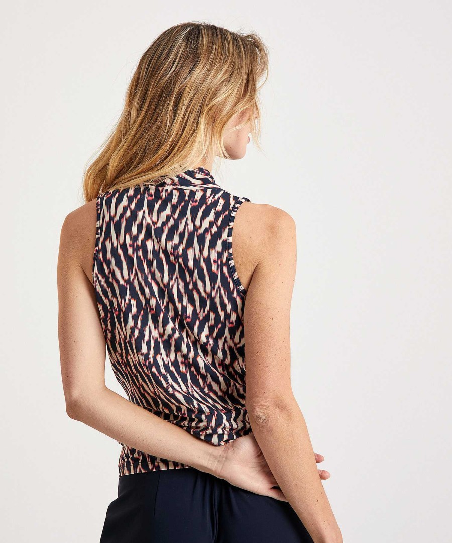 No Man's Land No Man'S Land Slinky Wrap Top Blurry Print Clearance