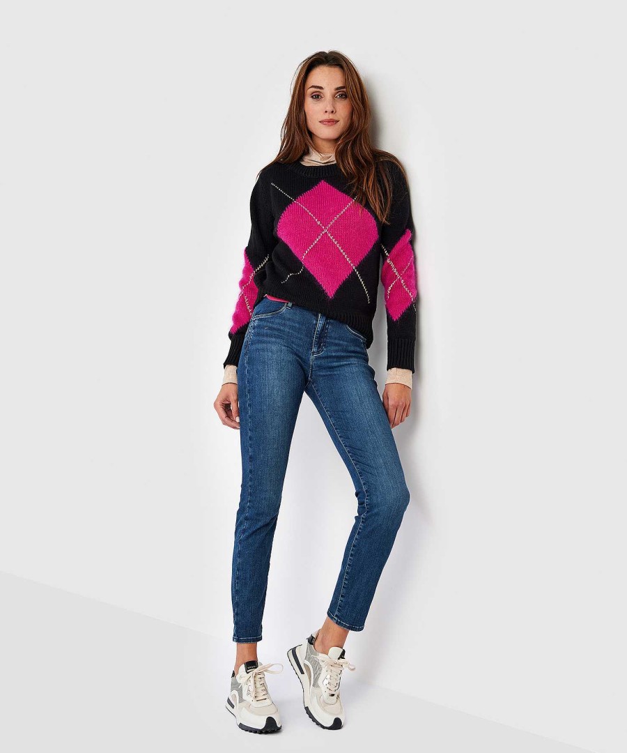 GIULIA E TU Giulia E Tu Knitted Sweater Argyle Pattern Hot