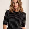 BEONE Beone Sweater Short Sleeve Lurex Stripe Hot