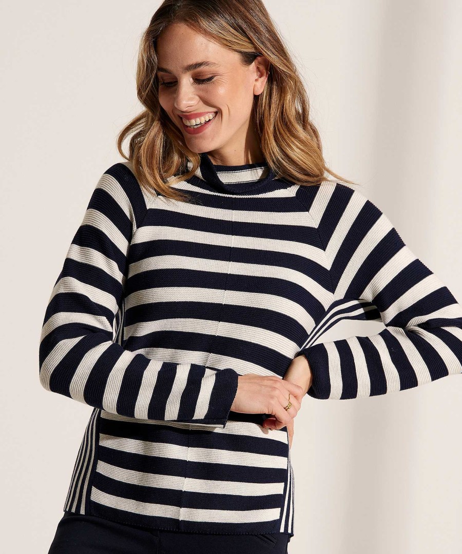 OUI Oui Ribknit Turtleneck Stripes Clearance