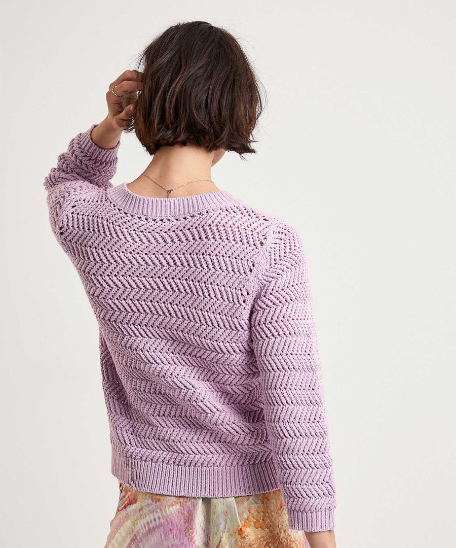 BEONE Beone Zigzag Openwork Sweater Hot