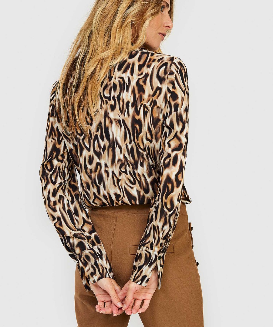 KYRA Kyra Blouse Crepe Animal Print Beline Wholesale