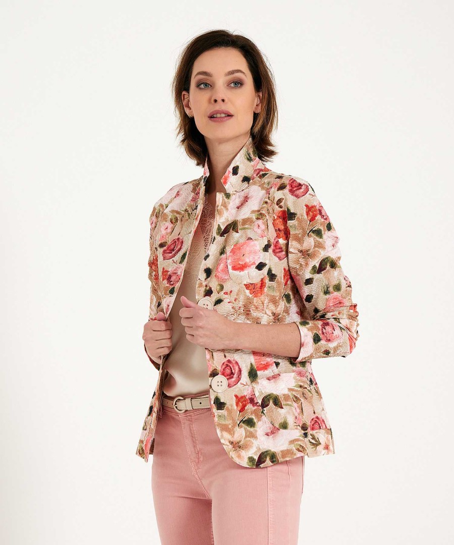 ML Collections Ml Collections Blazer Seersucker Rose Print Best