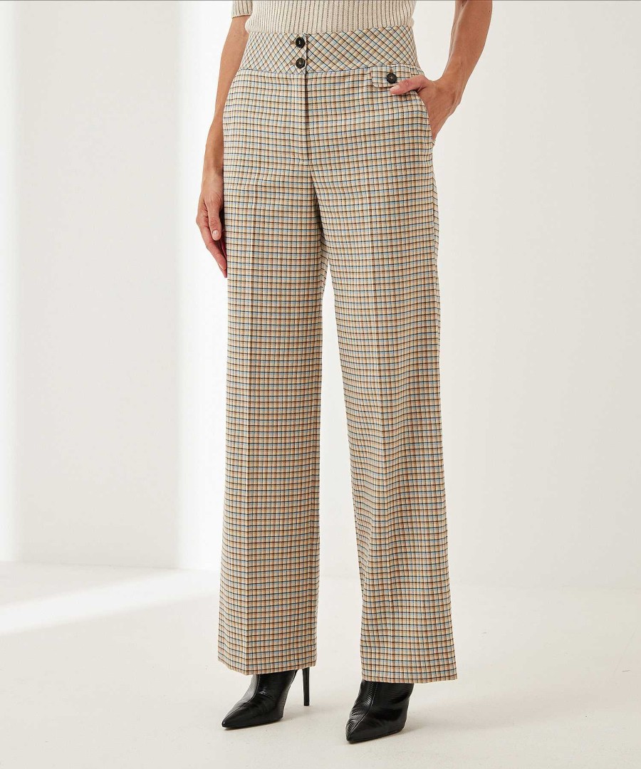 Marc Cain Collections Marc Cain Wide Leg Trousers Check Pattern Waxhaw New