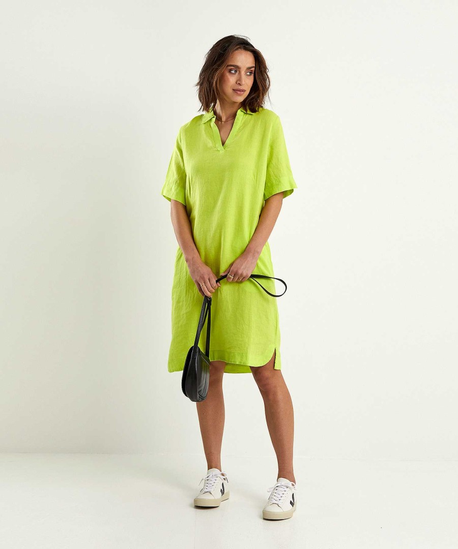 KYRA Kyra Linen Shirt Dress Laura New