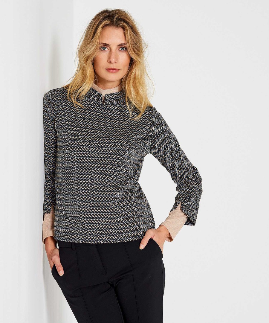 GIULIA E TU Giulia E Tu Top Herringbone Jacquard Clearance