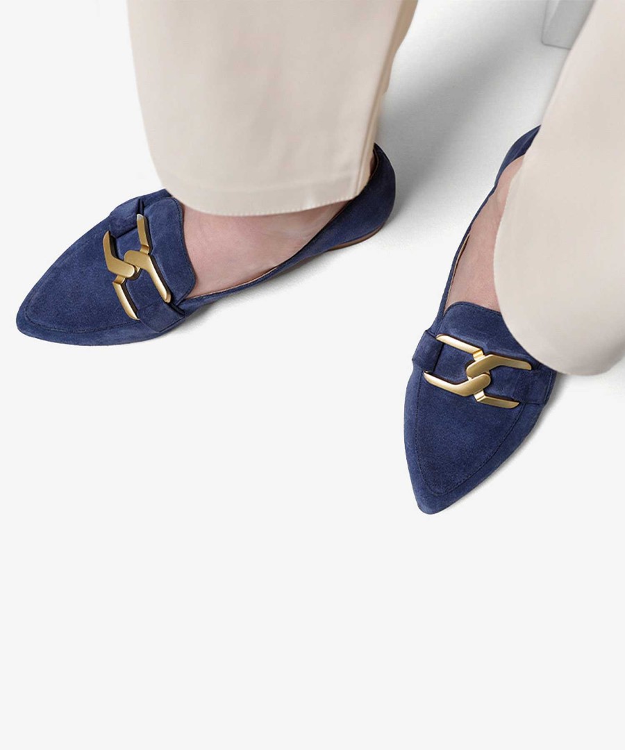 VIA VAI Via Vai Suede Loafer Buckle Naomi Sharp New