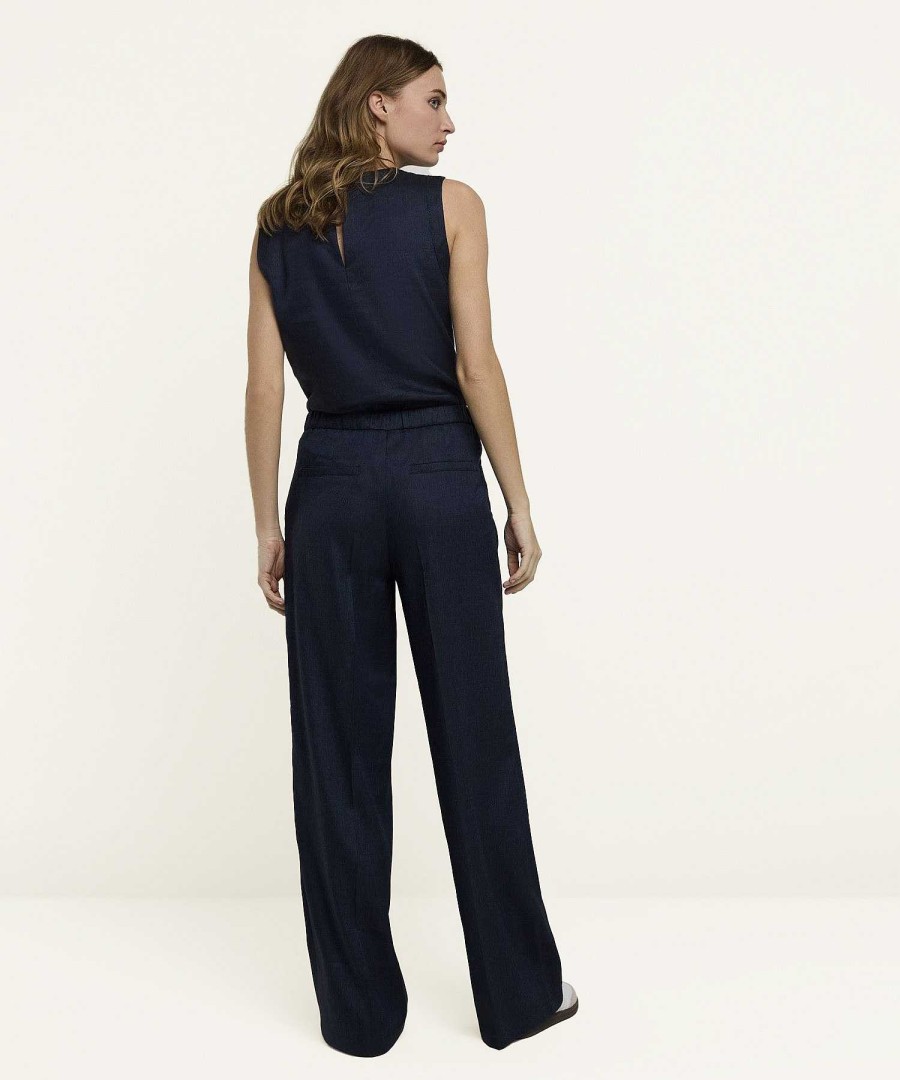 Summum Summum Linen Mix Wide Leg Pants Denim Look Hot