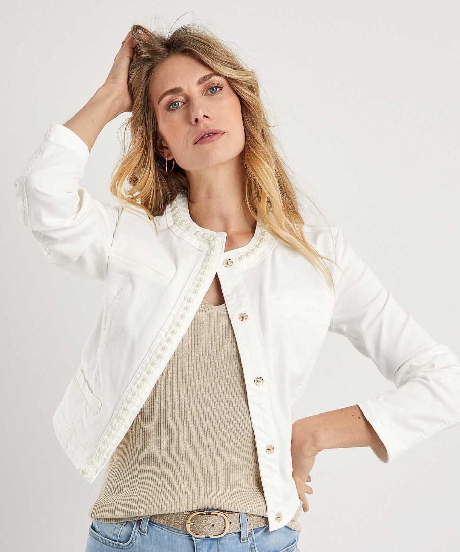 LIU JO Liu Jo Denim Jacket With Pearls Online