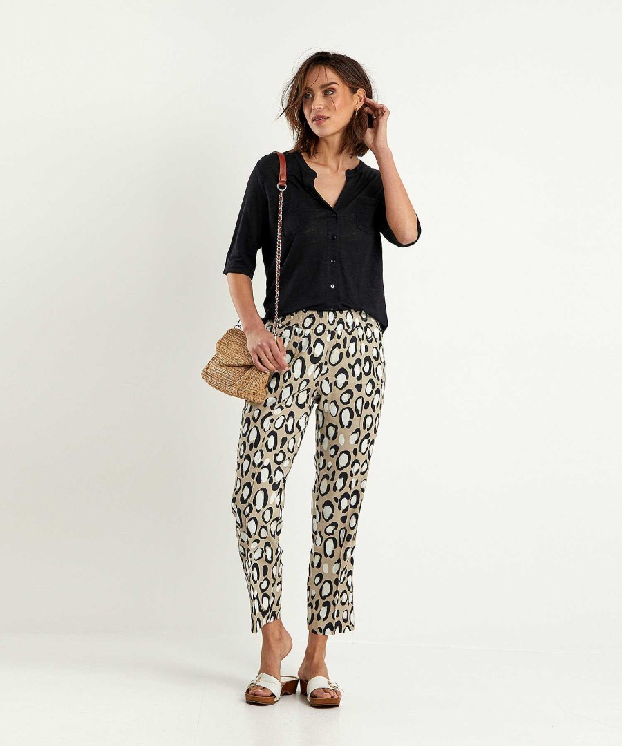 Rosner Rosner Linen Mix Trousers Panther Print May Zigarette Best