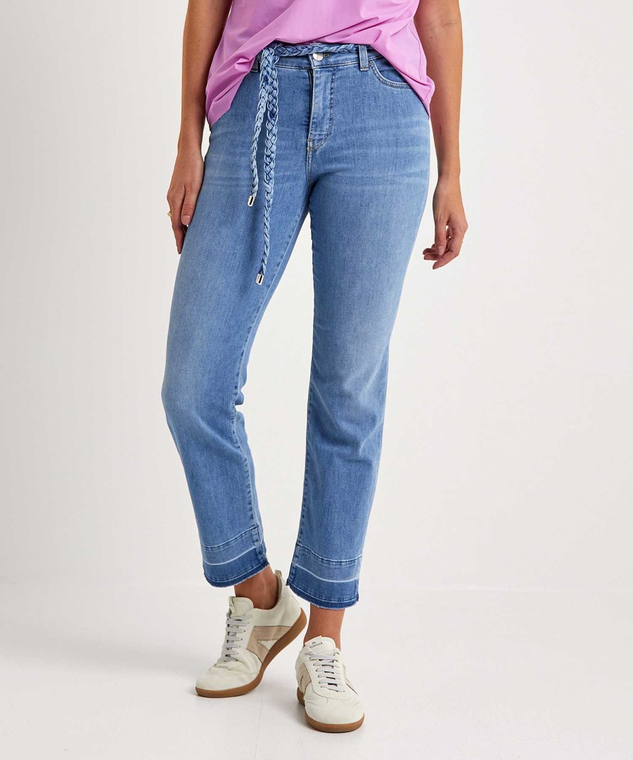 Marc Cain Collections Marc Cain Kick Flare Jeans With Braid Belt Fyli Clearance