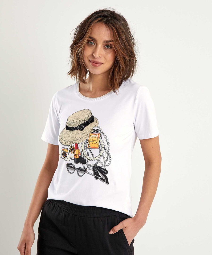 Leo & Ugo Leo & Ugo T-Shirt Fashion Print With Pearls Hot