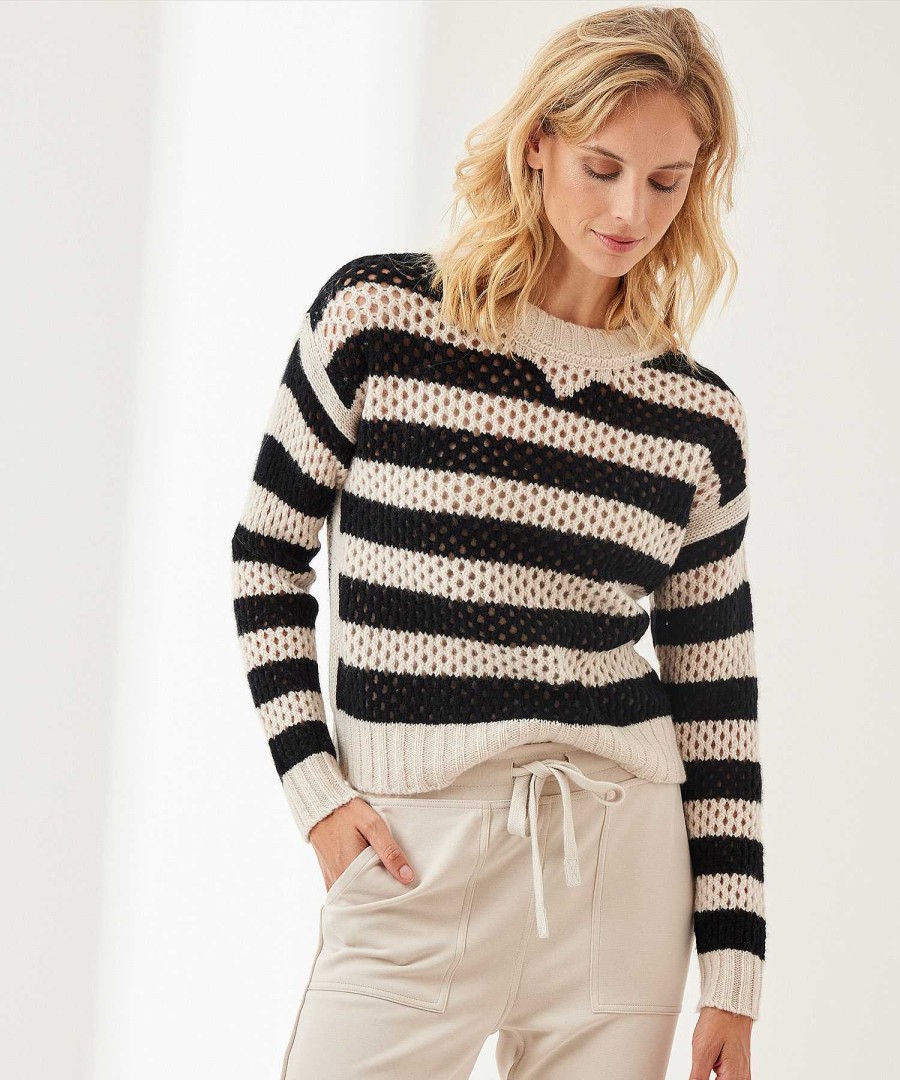 Marc Cain Sports Marc Cain Sports Openwork Sweater Stripe Wool Mix Hot