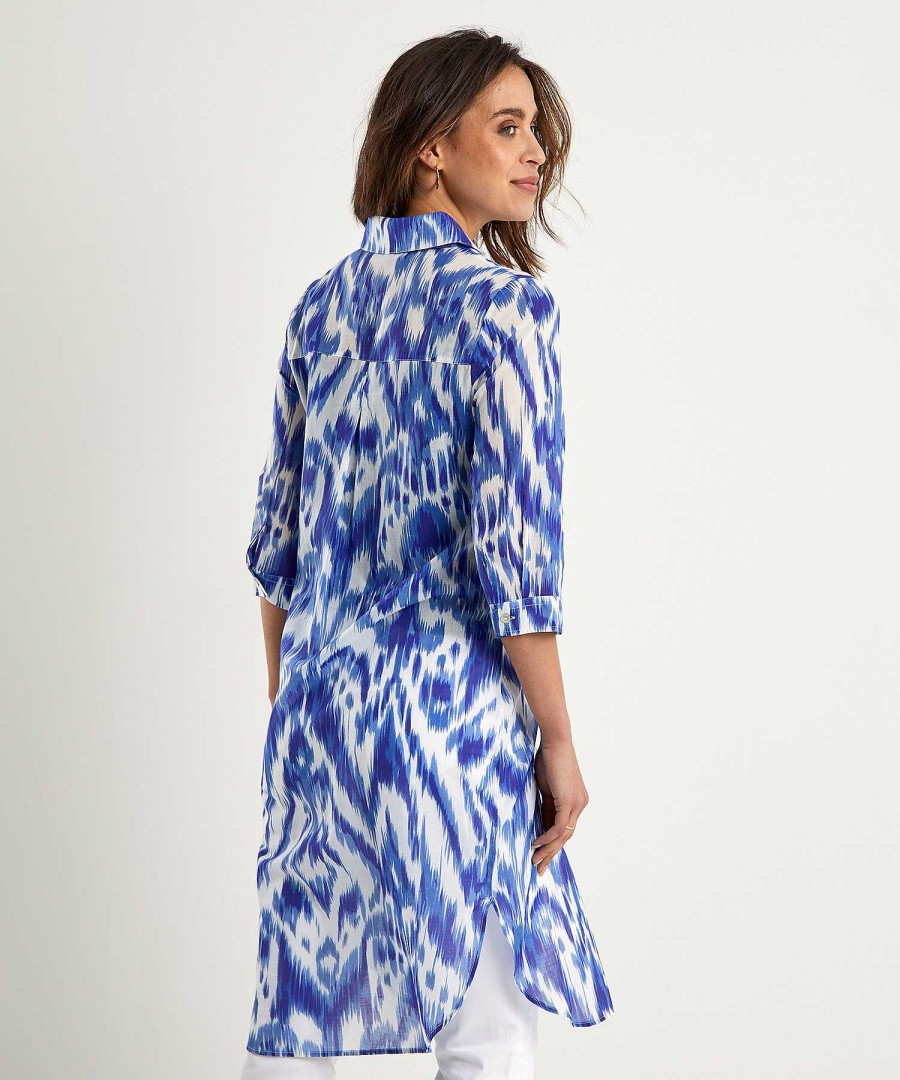 BEONE (FSA) Beone Cotton Voile Shirt Dress Ikat New