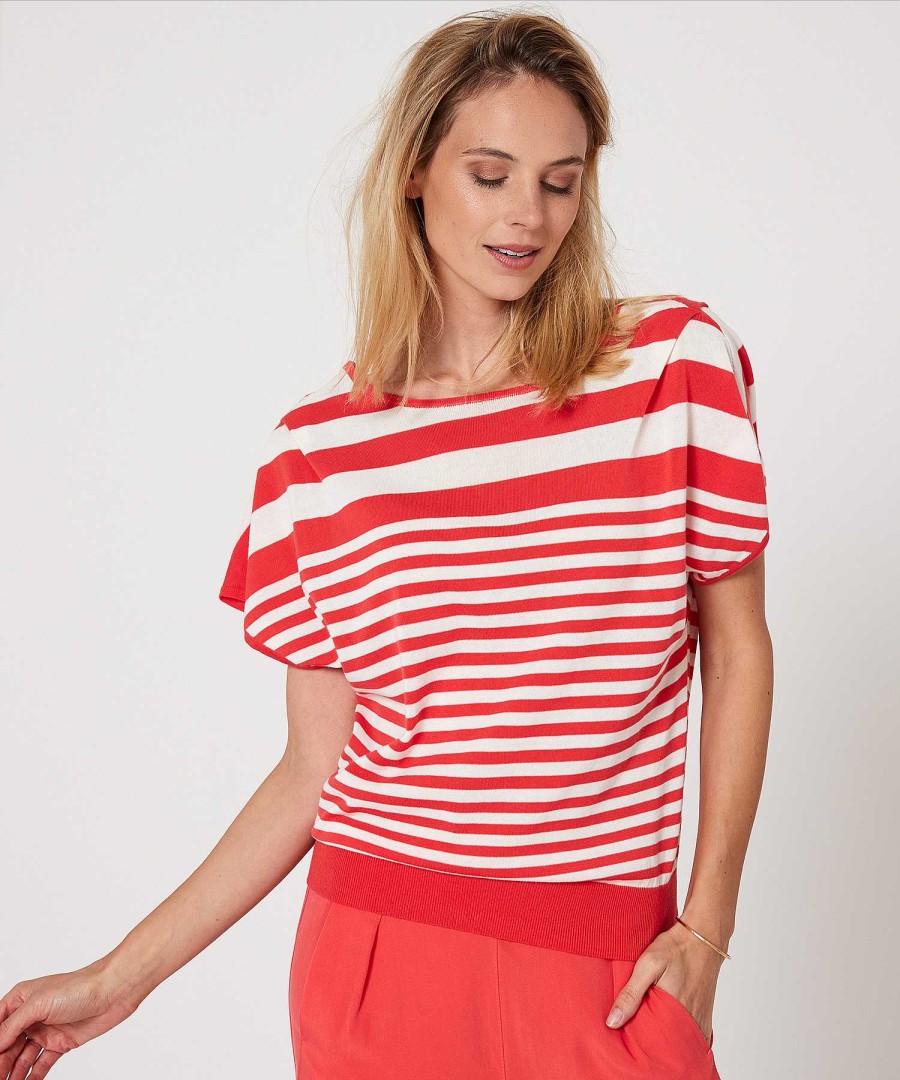 BEONE Beone Stripe Sweater With 2 Necklines Wholesale