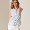 GIULIA E TU Giulia E Tu Sleeveless Blouse Linen Stripe Clearance