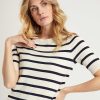 BEONE Beone Sweater Short Sleeve Stripes Wholesale