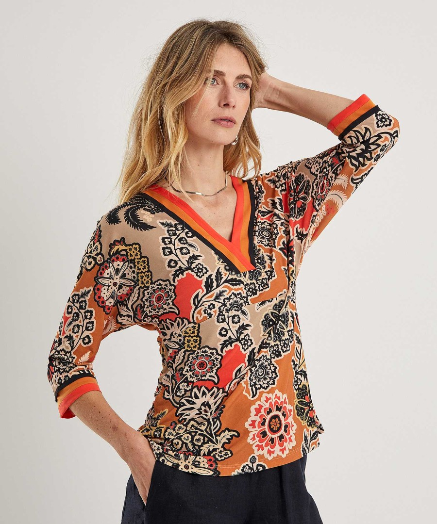 Marc Cain Collections Marc Cain Slinky Kimono Top Flower Print Best