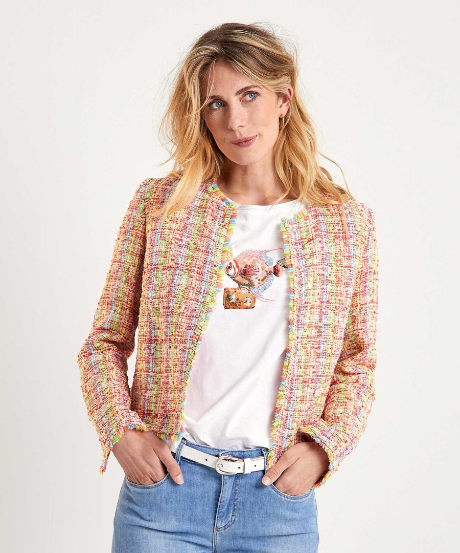 Marc Cain Collections Marc Cain Multicolor Boucle Vest Jacket Online