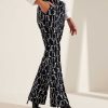 KYRA Kyra Wide Leg Trousers Geo Print Dipper Clearance