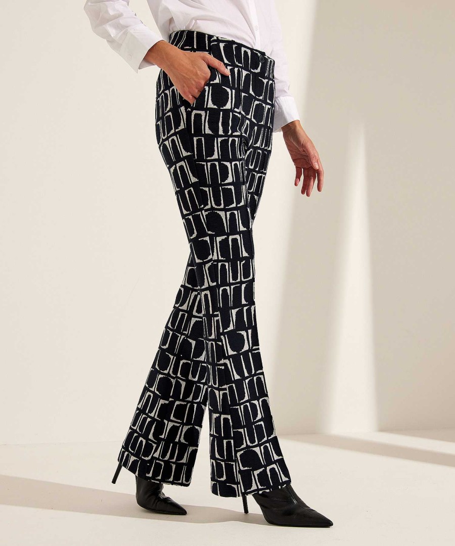 KYRA Kyra Wide Leg Trousers Geo Print Dipper Clearance