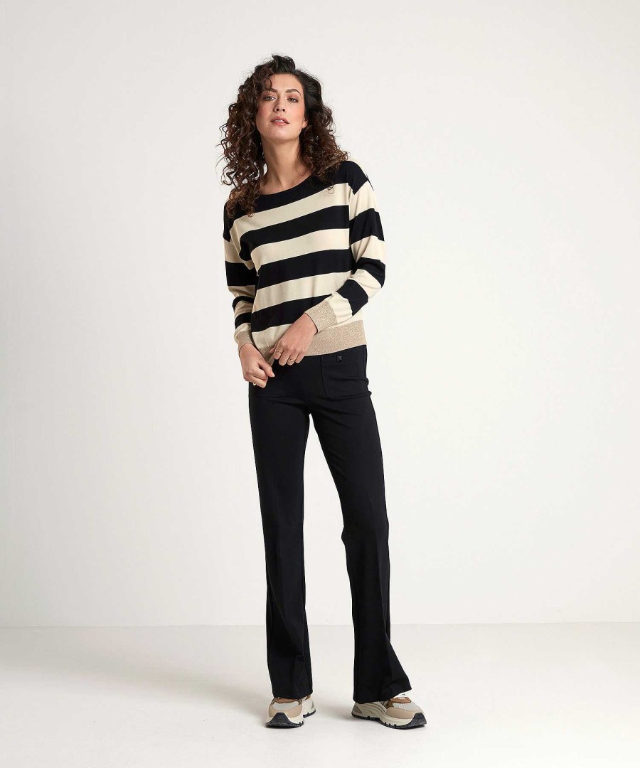 GIULIA E TU Giulia E Tu Striped Sweater With Lurex Collars Hot