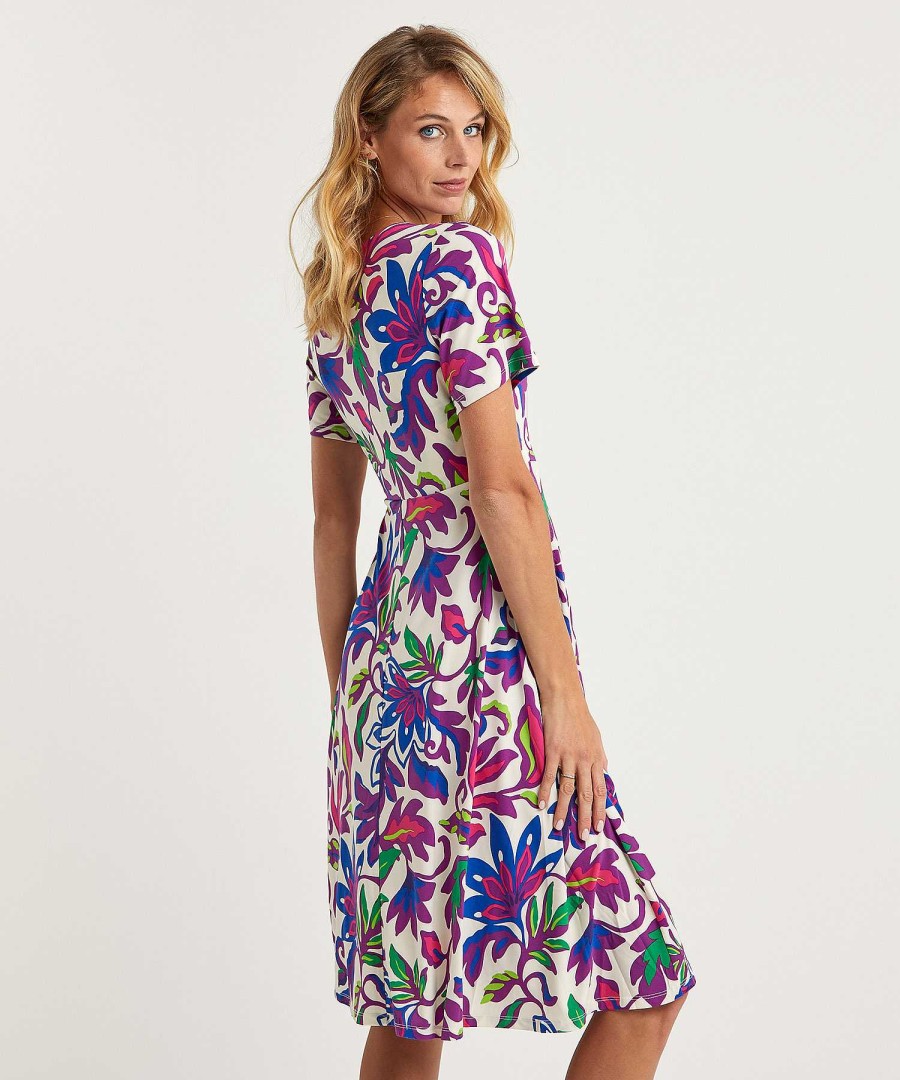 OUI Oui Slinky Wrap Dress Big Flower Clearance