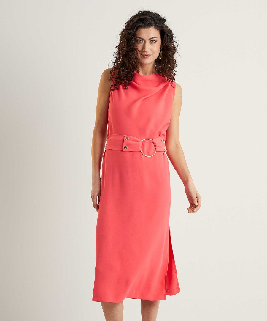 Caroline Biss Caroline Biss Sleeveless Dress Waterfall Neck Best