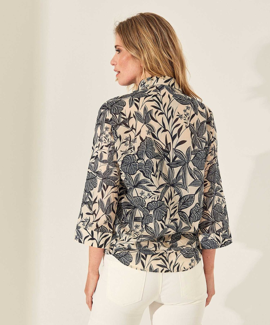 BEONE (FSA) Beone Cotton Voile Blouse Leaf Print Online