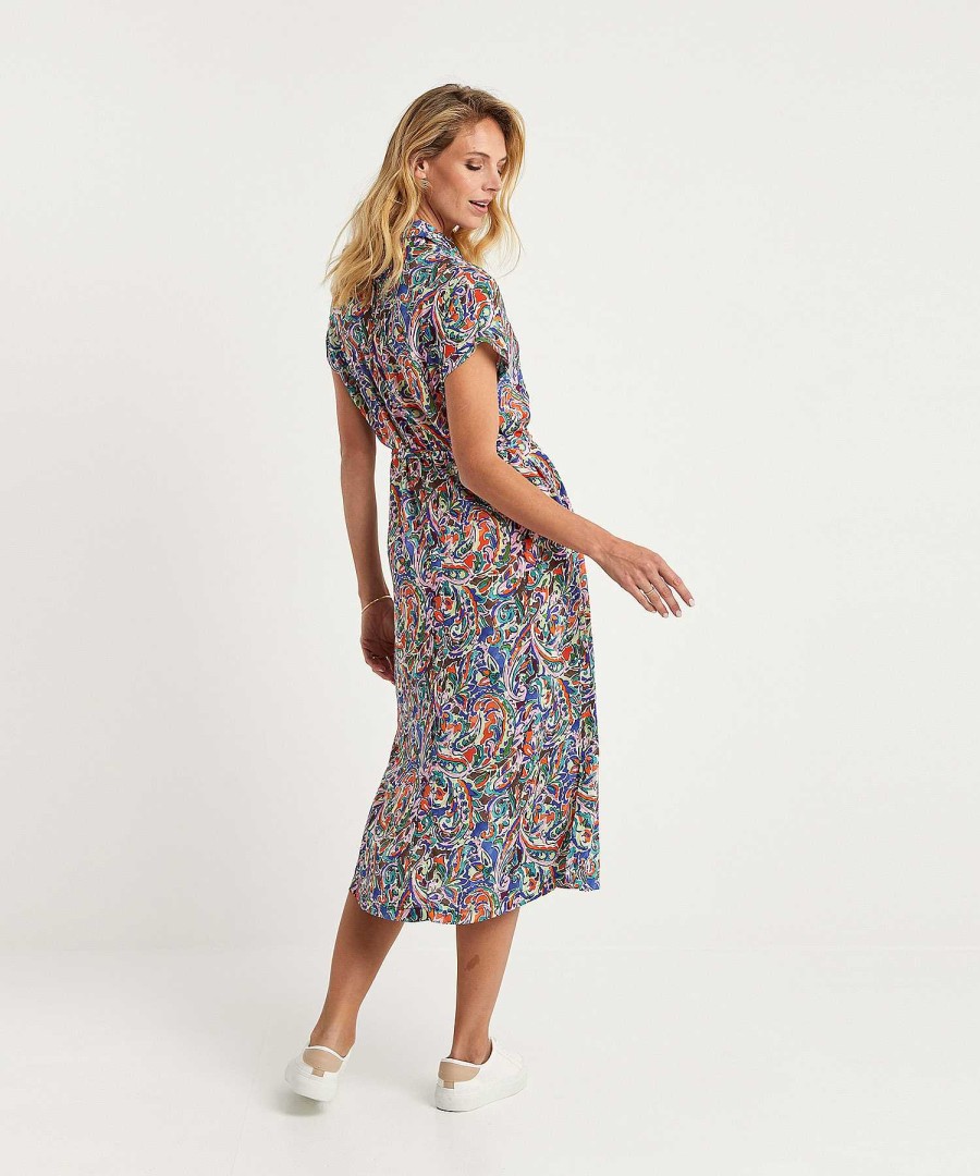 GIULIA E TU Giulia E Tu Button-Down Dress Multi Paisley Hot