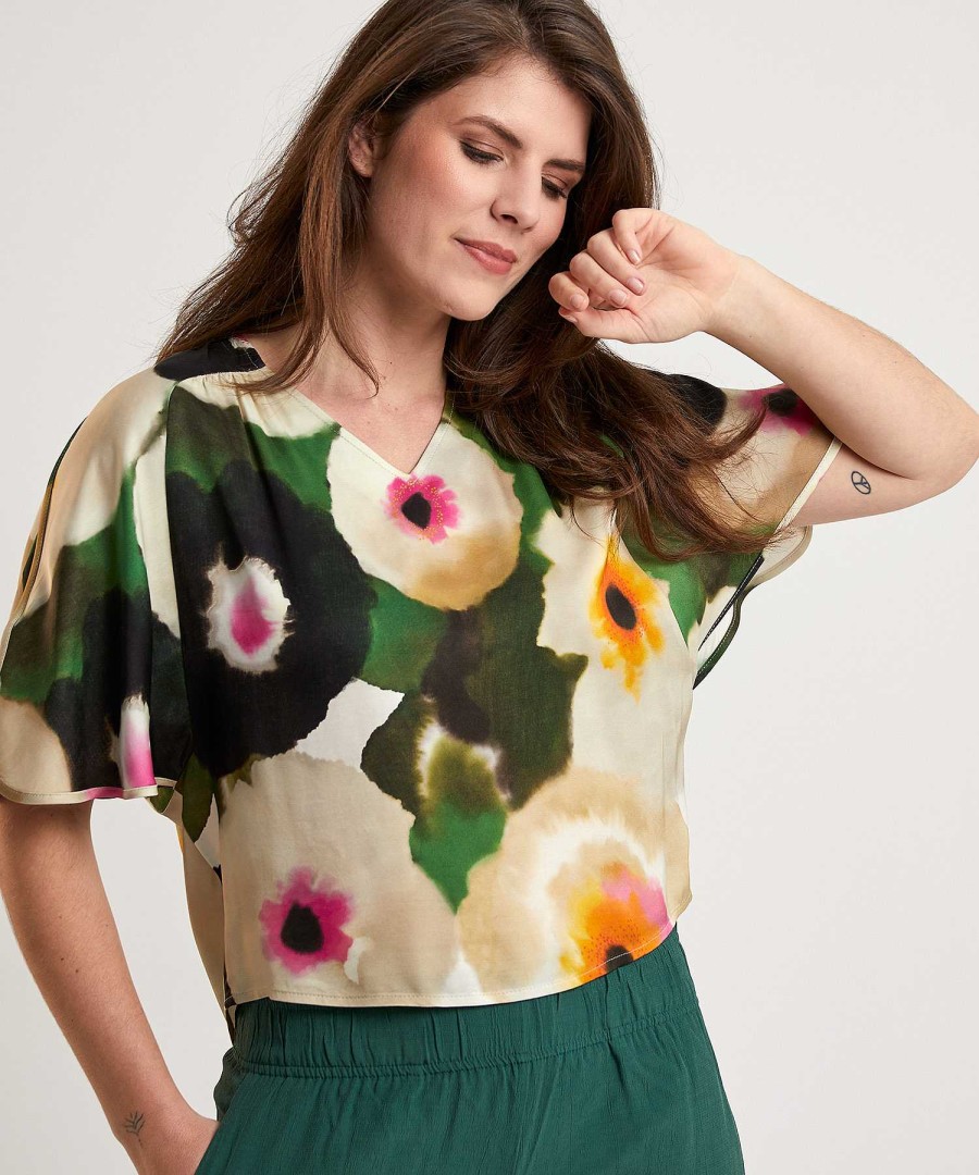 Caroline Biss Caroline Biss Silky Blouse Fancy Flower Hot