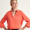 Marc Cain Collections Marc Cain Silky Blouse Polo Collar Hot