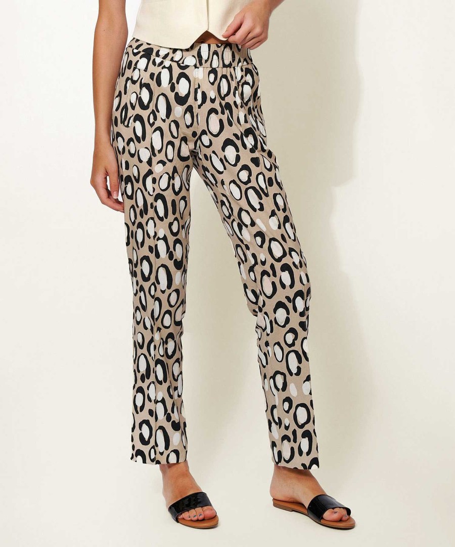 Rosner Rosner Linen Mix Trousers Panther Print May Zigarette Best