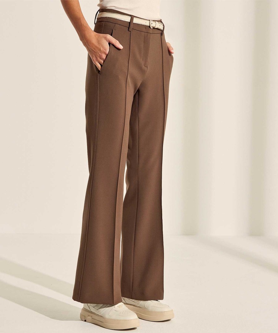 Cambio Cambio Flared Trousers Pintucks Fawn Wholesale